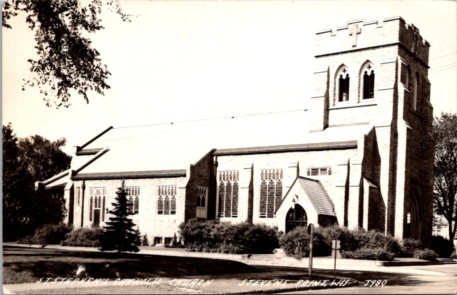 Stevens Point Wisconsin St. Stephens Catholic Church RPPC Postcard 123316