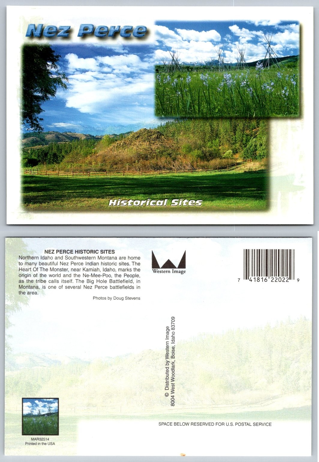 Nez Perce Historical Sites Postcard Idaho Montana Native American Scenic