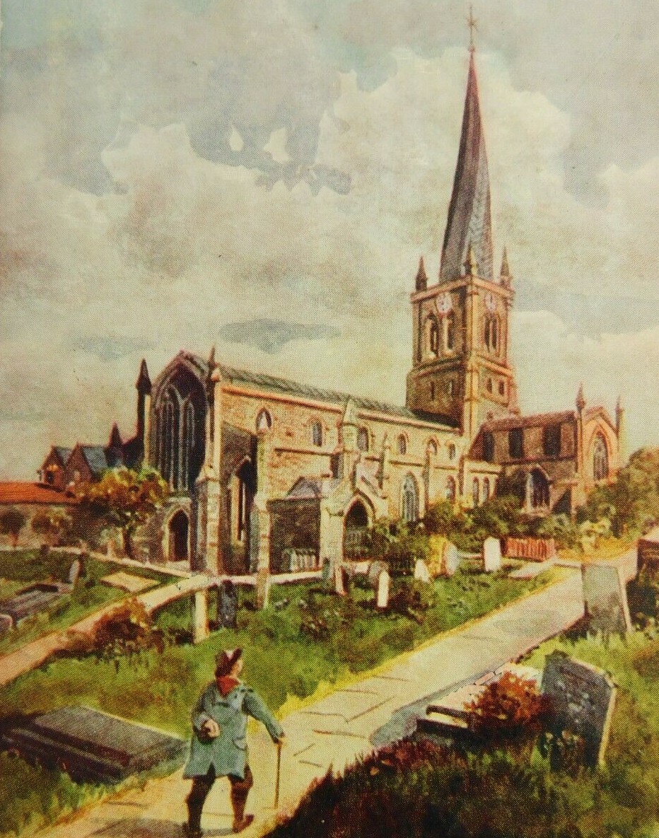 Chesterfield Church Painting Posted Divided Back Vintage Postcard