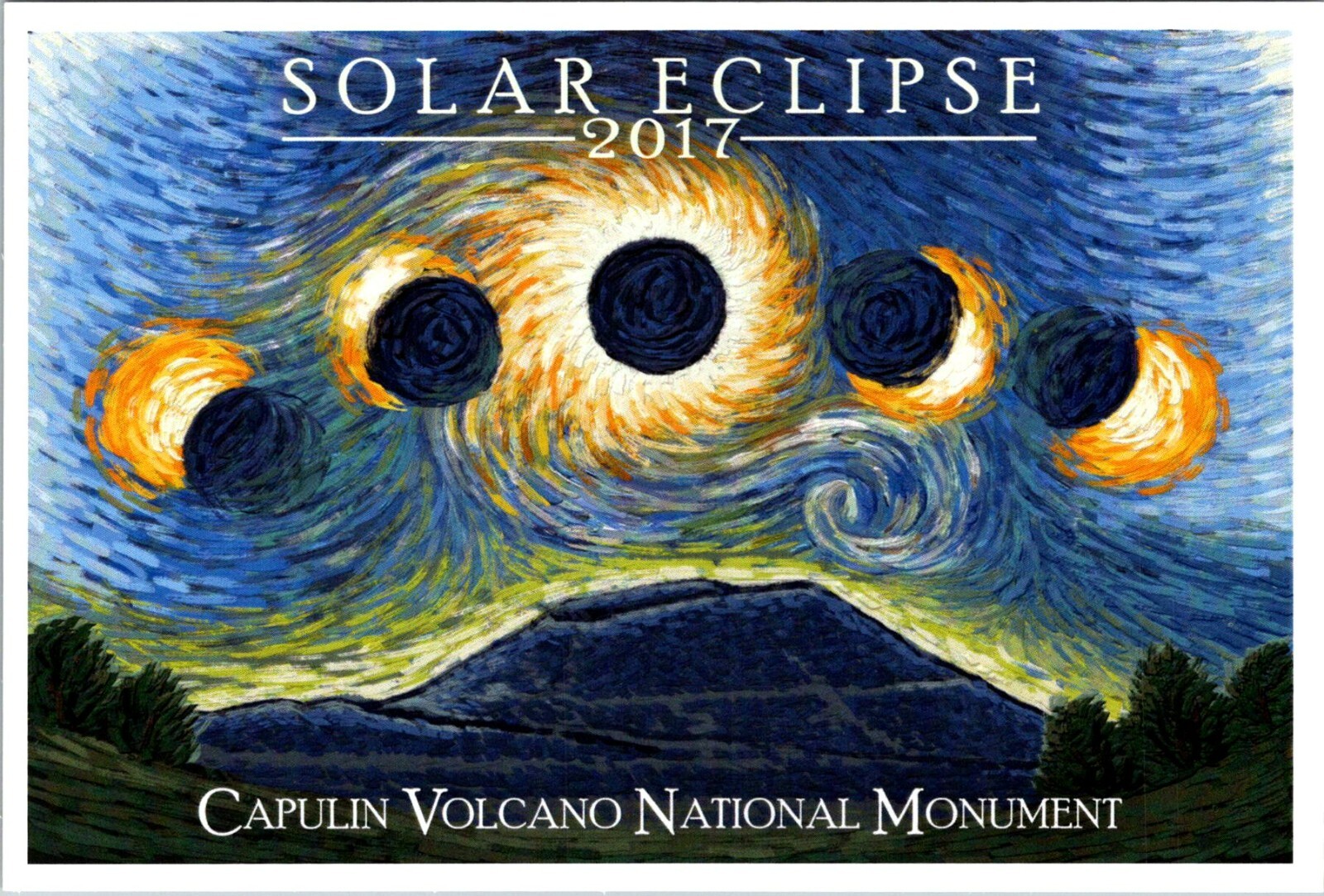 Capulin Volcano National Monument NM Solar Eclipse 2017 Starry Night postcard