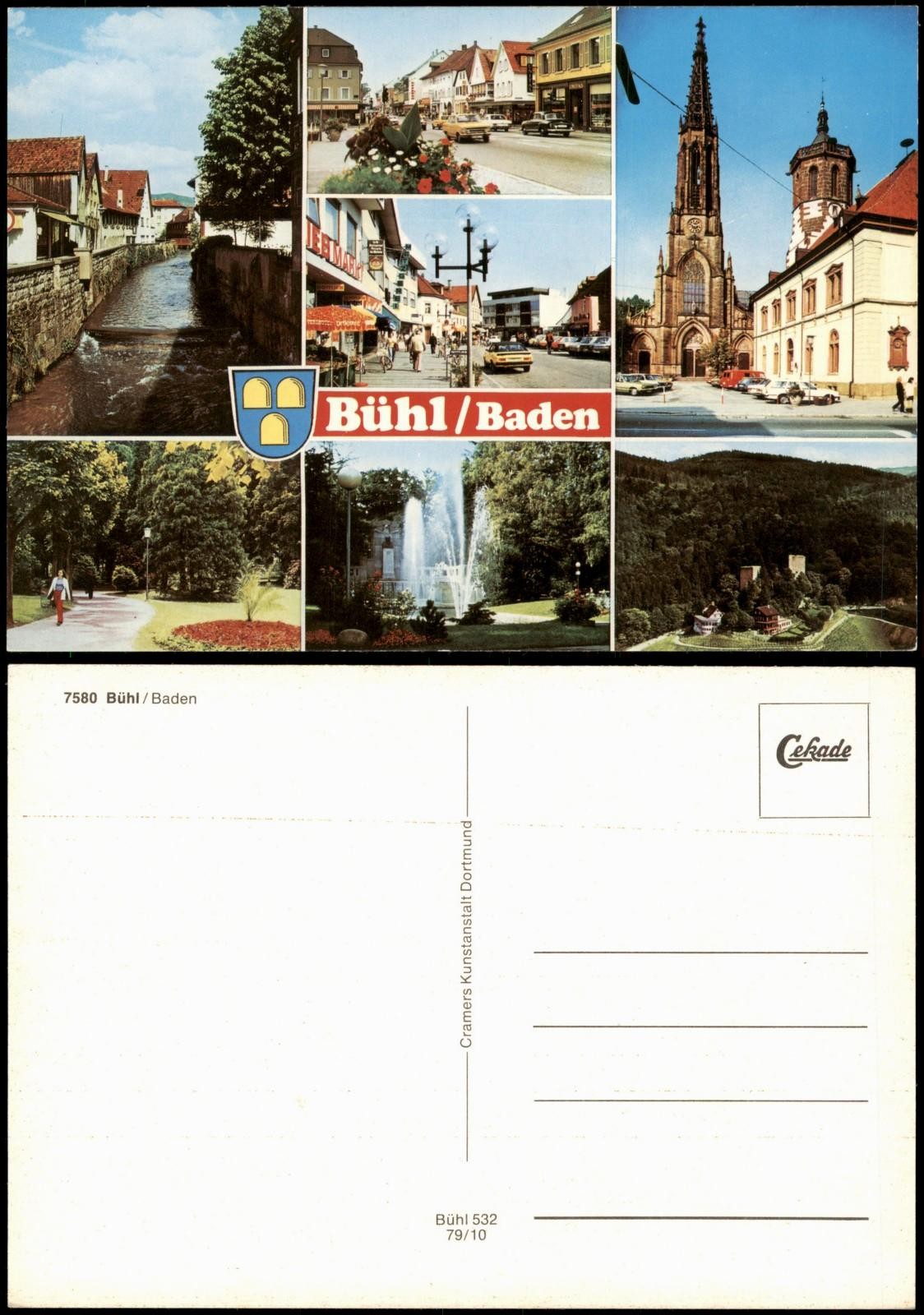 Postcard Bühl (Baden) multi-picture card with various Local Views 1970/1979