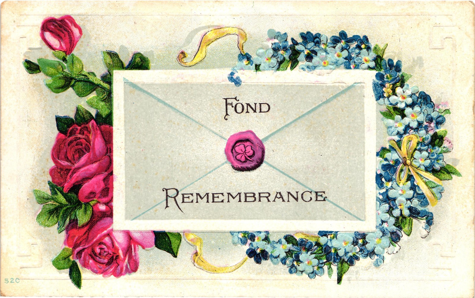 Fond Remembrance Antique Floral Embossed Postcard 1¢ Stamp Posted 1911
