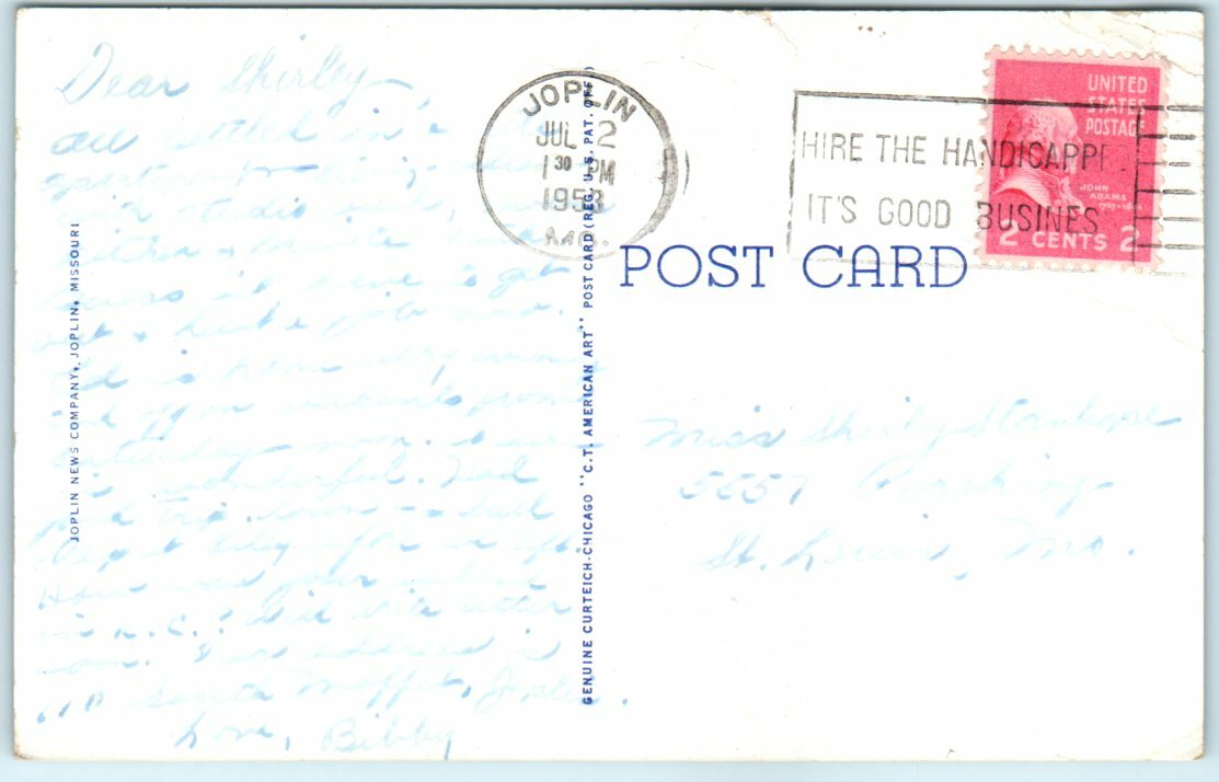 Postcard – Sunken Garden, Schifferdecker Park, Joplin, Missouri