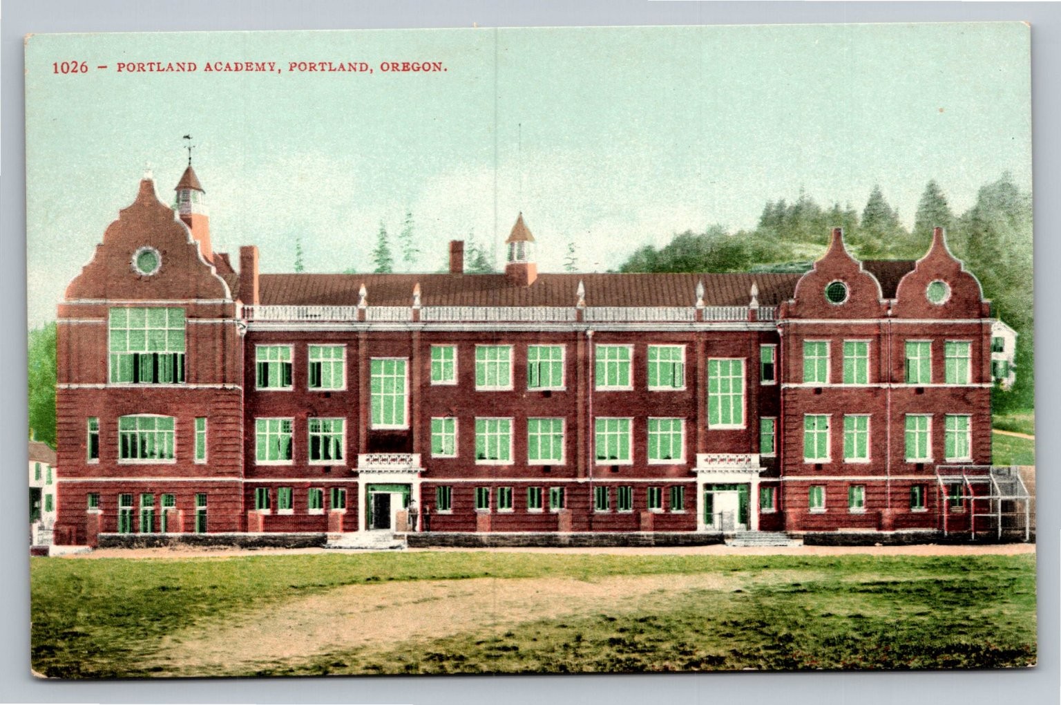 Portland Academy Oregon Postcard Edward H. Mitchell Early 1900s Architecture