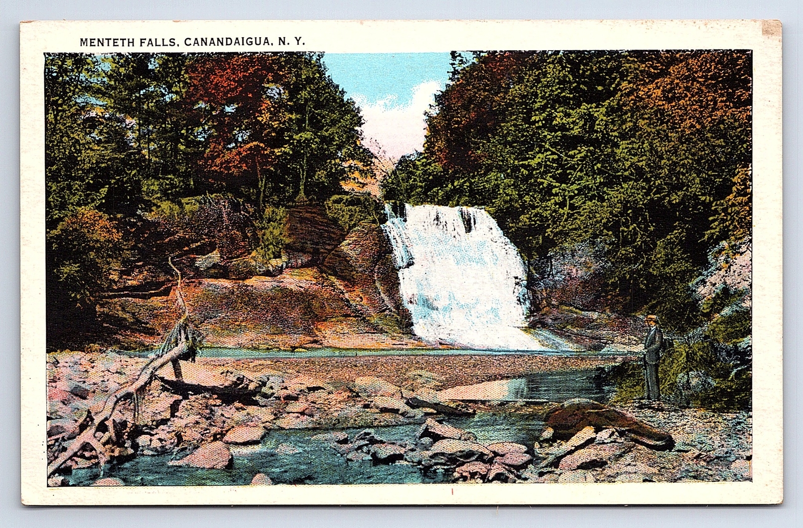 Postcard Menteth Falls Canandaigua New York Miller Paper Co.