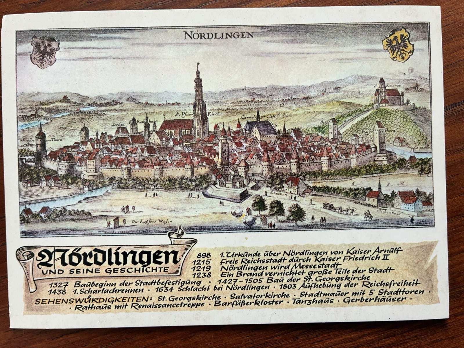 Postcard PK-Verlag Hirsch Nördlingen Germany Bavaria Cityscape Merian