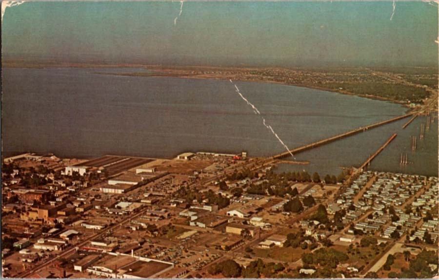 Punta Gorda FL postcard AERIAL VIEW CITYSCAPE & BRIDGE OVER j/05 BB1690