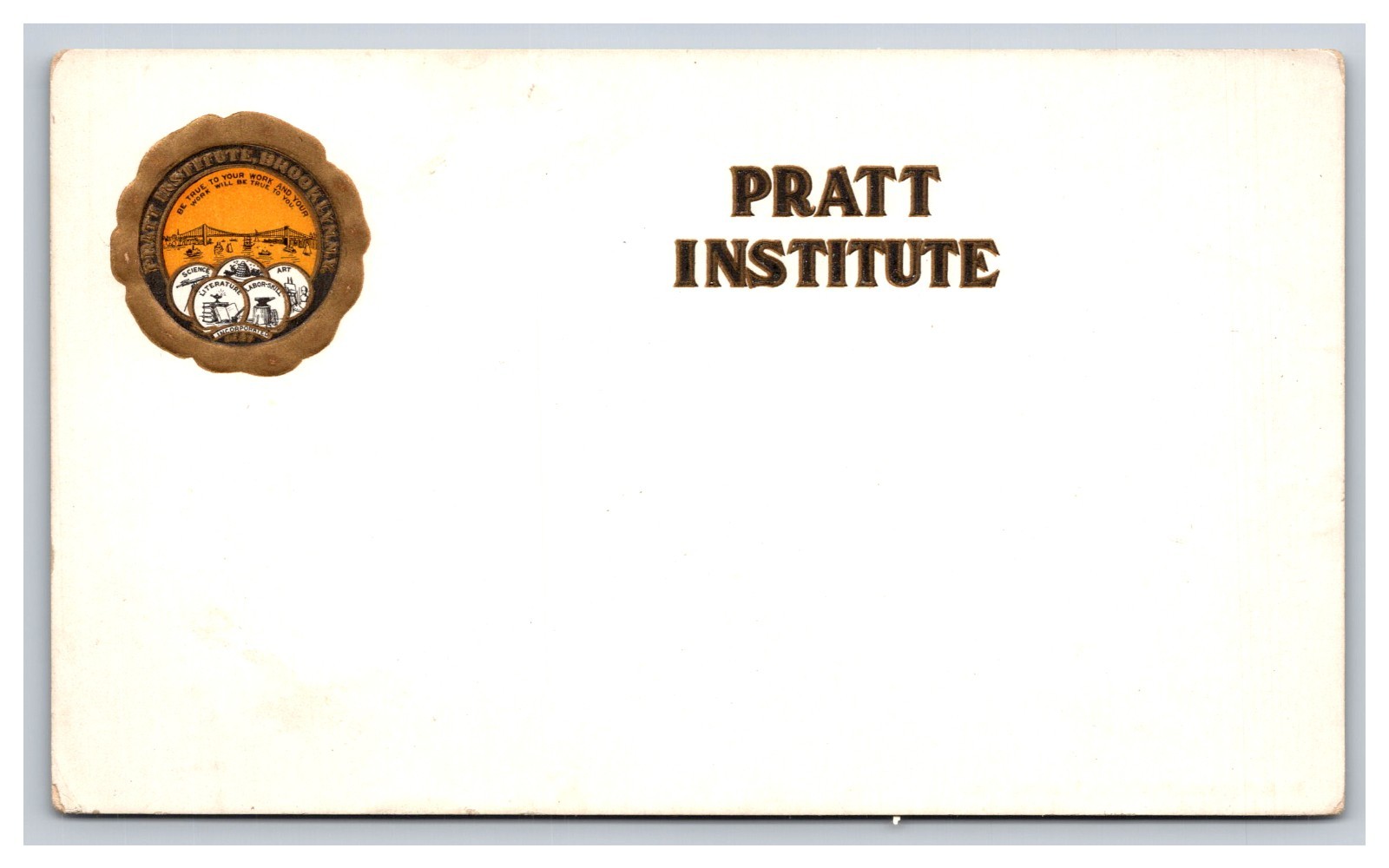Pratt Institute Seal, Brooklyn New York NY Postcard 34156