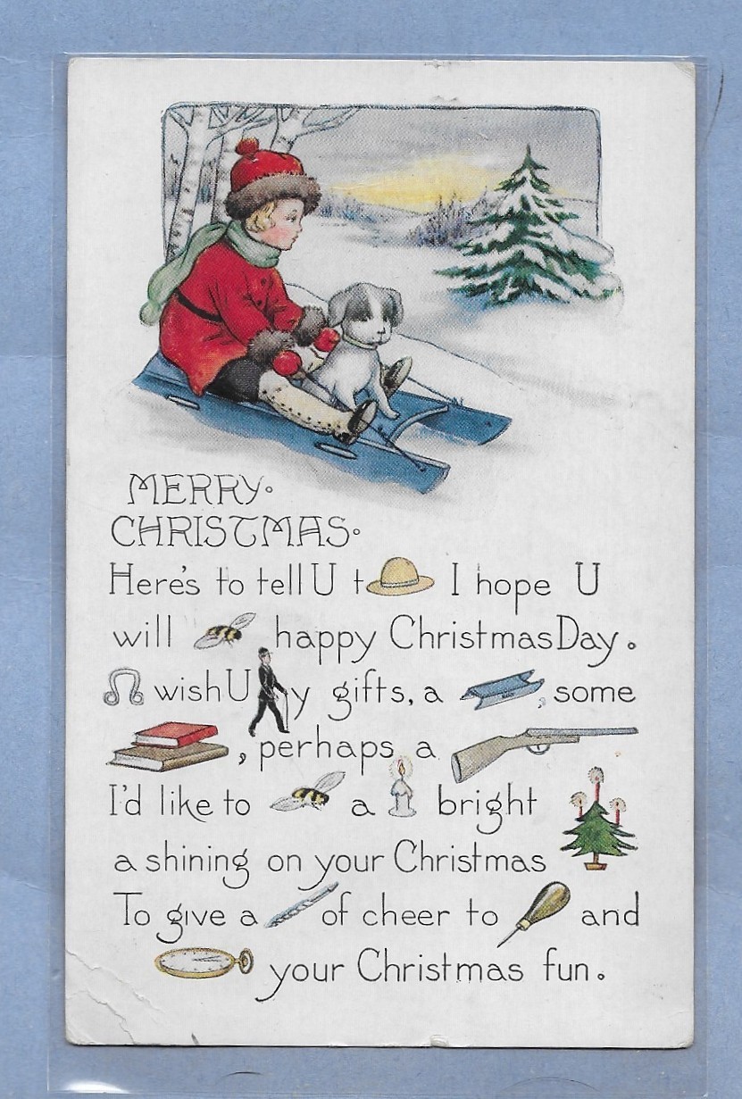 VINTAGE CHRISTMAS POSTCARD COLORFUL POSTED 1925 LISTING SEVERAL TODAY #o