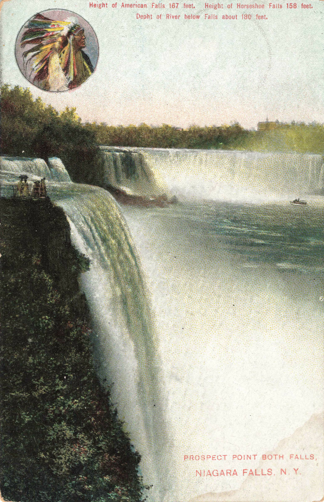 Postcard Prospect Point Both Falls Niagara Falls New York Posted