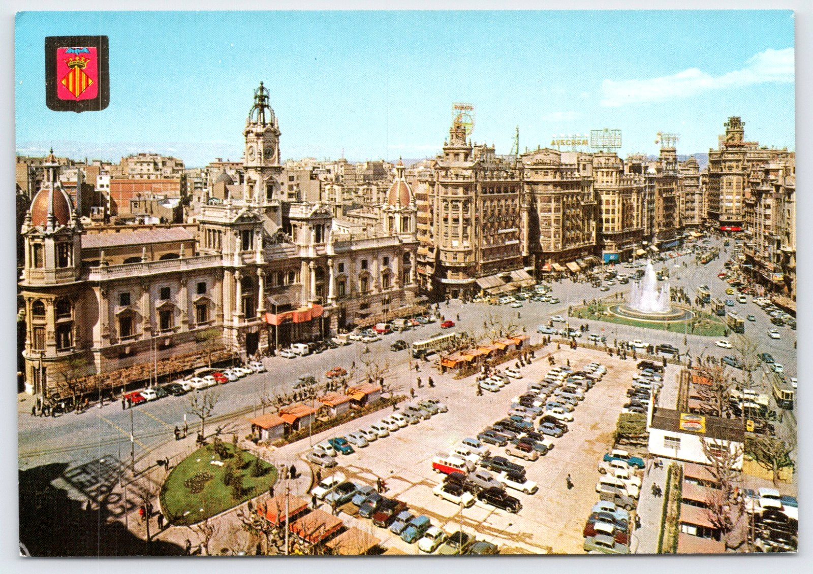 Spain Valencia, Aerial View of Plaza del Caudillo, Chrome 6 x 4 Unposted