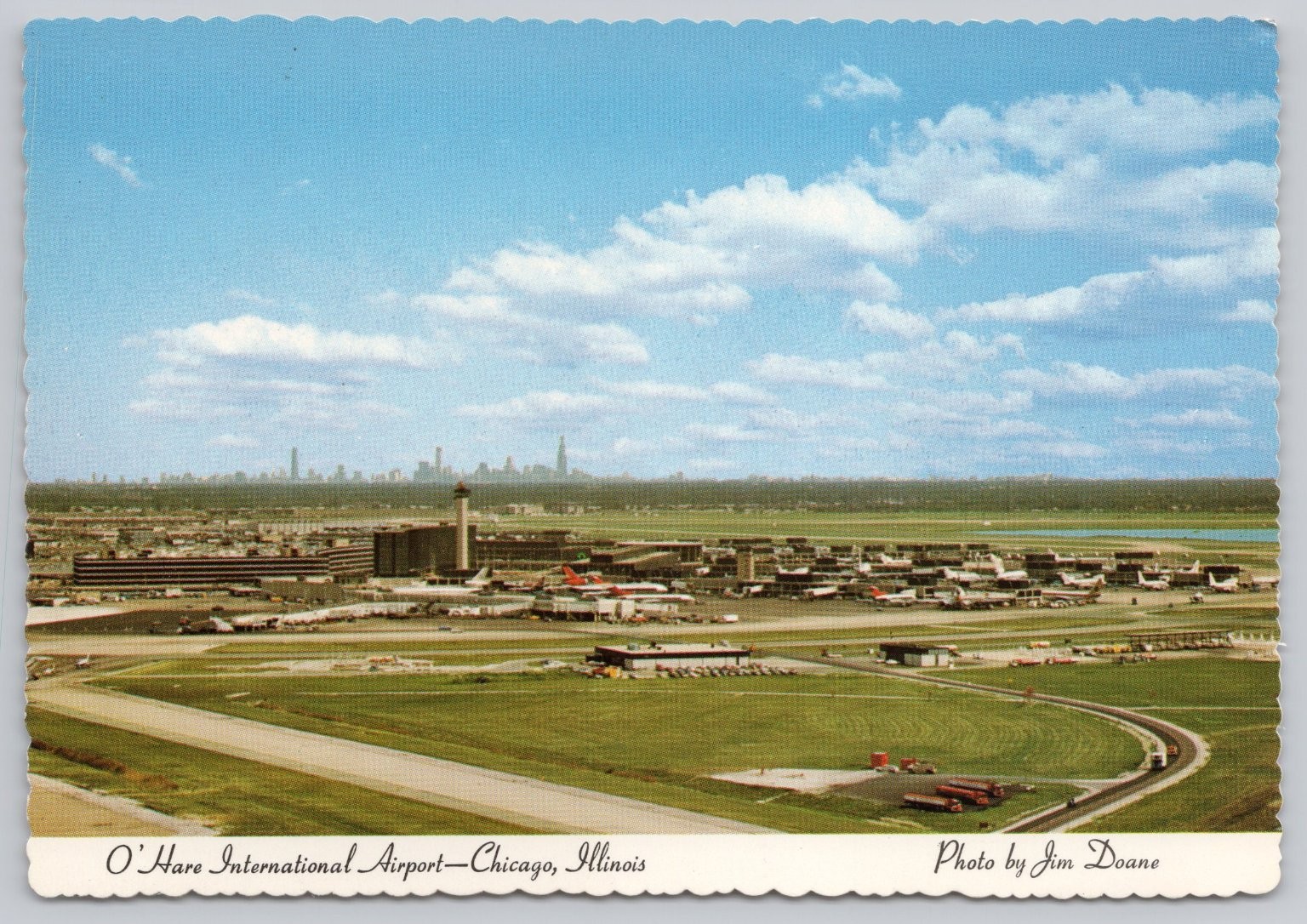 O’Hare Airport Chicago Illinois Aerial View Skyline Continental Postcard