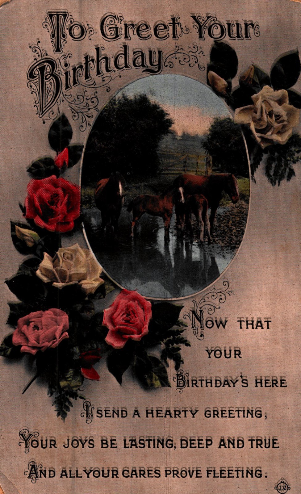 A Sentimental Birthday Greeting, Vintage Postcard