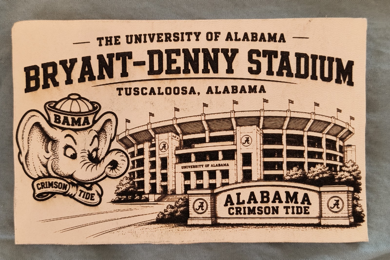 LEATHER~ University Of Alabama Bryant Stadium Modern FOOTBALL PC Tuscaloosa