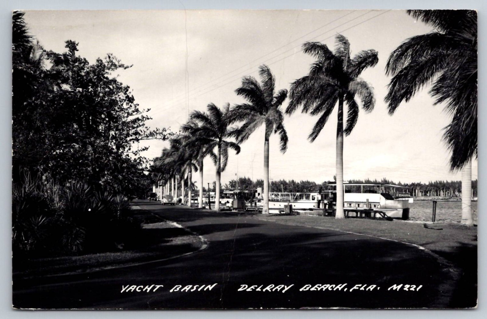 RPPC Yacht Basin Delray Beach Florida Real Photo Postcard c.1953