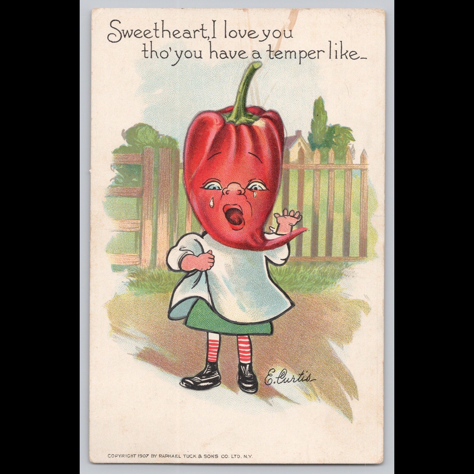 Antique Postcard Sweetheart Love You Temper Like Pepper Raphael Tuck 1909
