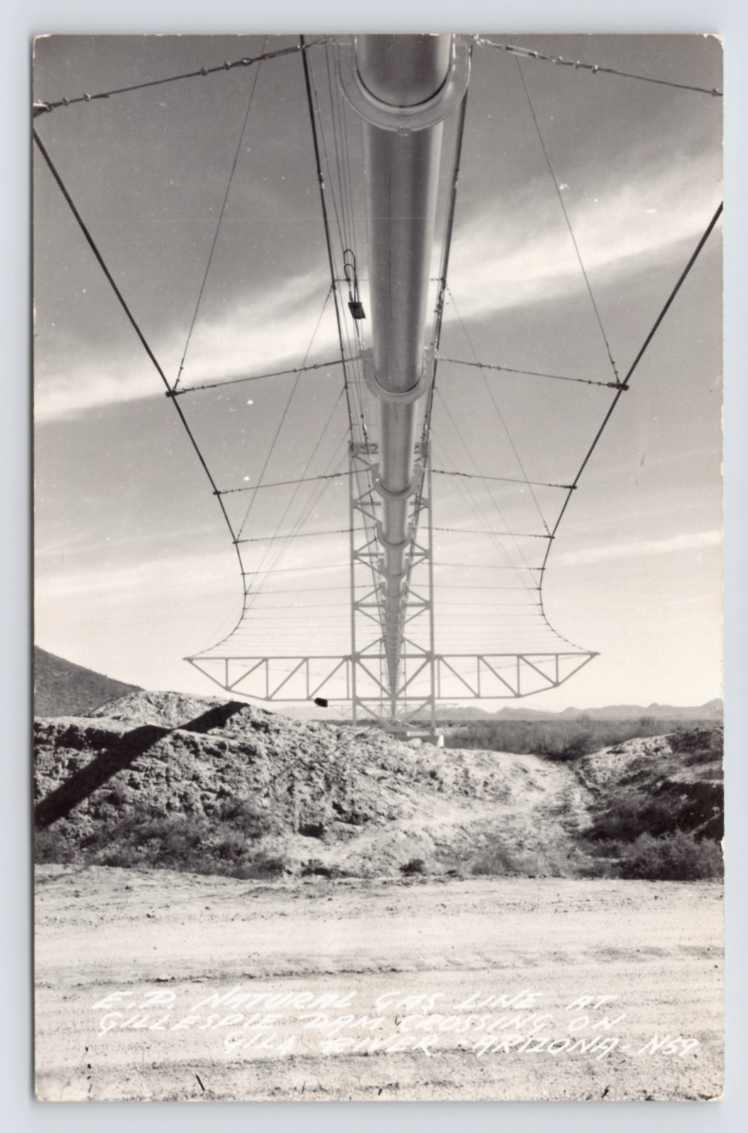 c1955 El Paso Natural Gas Pipeline RPPC Arlington AZ Gillespie Dam Gila River