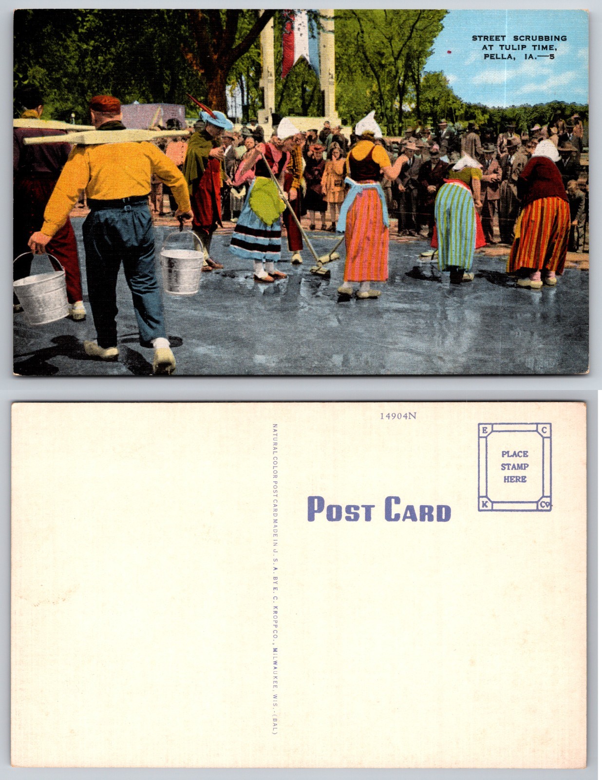 Street Scrubbing Pella Iowa Postcard