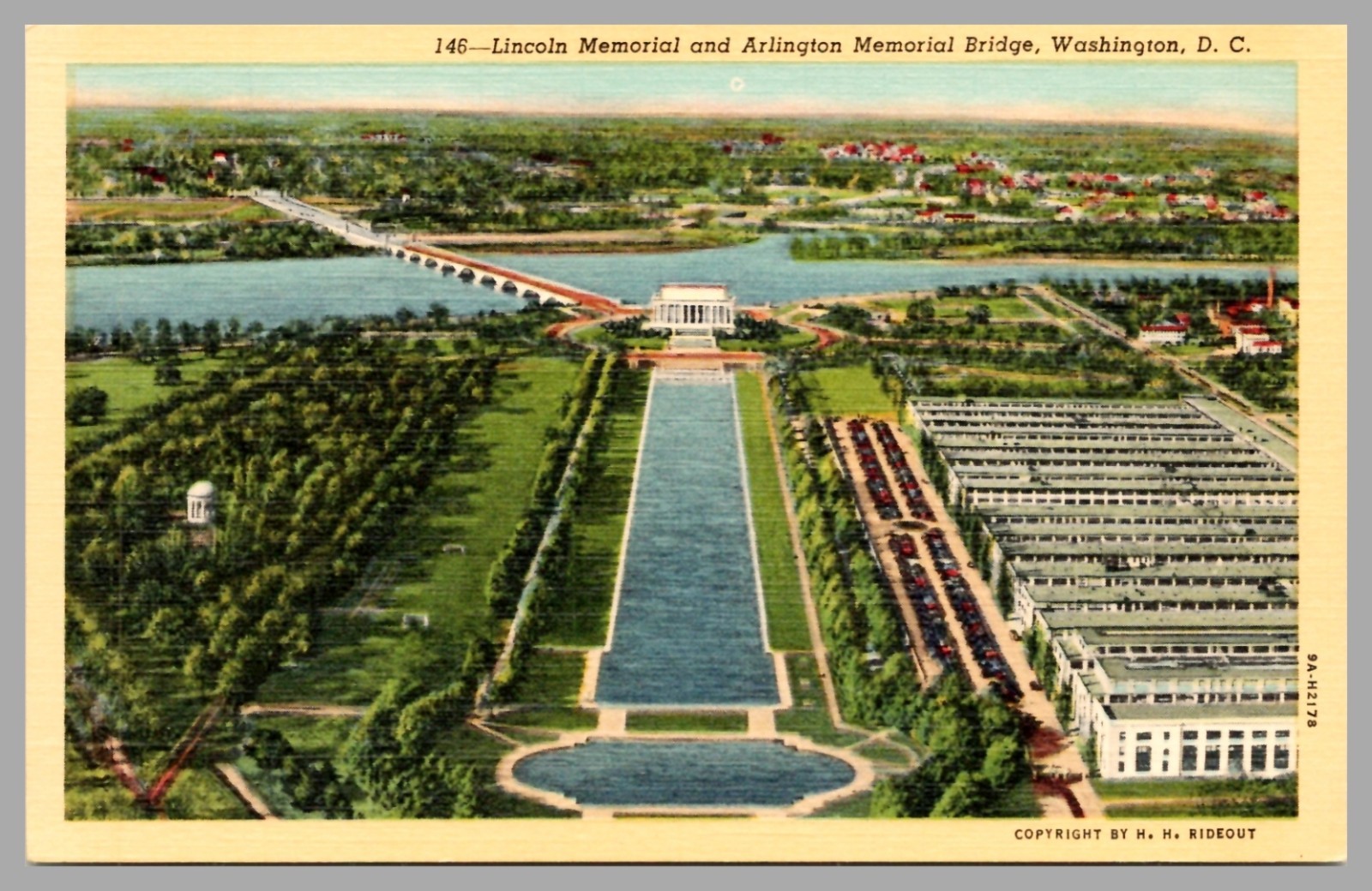 Lincoln Memorial And Arlington Memorial Bridge Washington D.C. Aerial View 1939