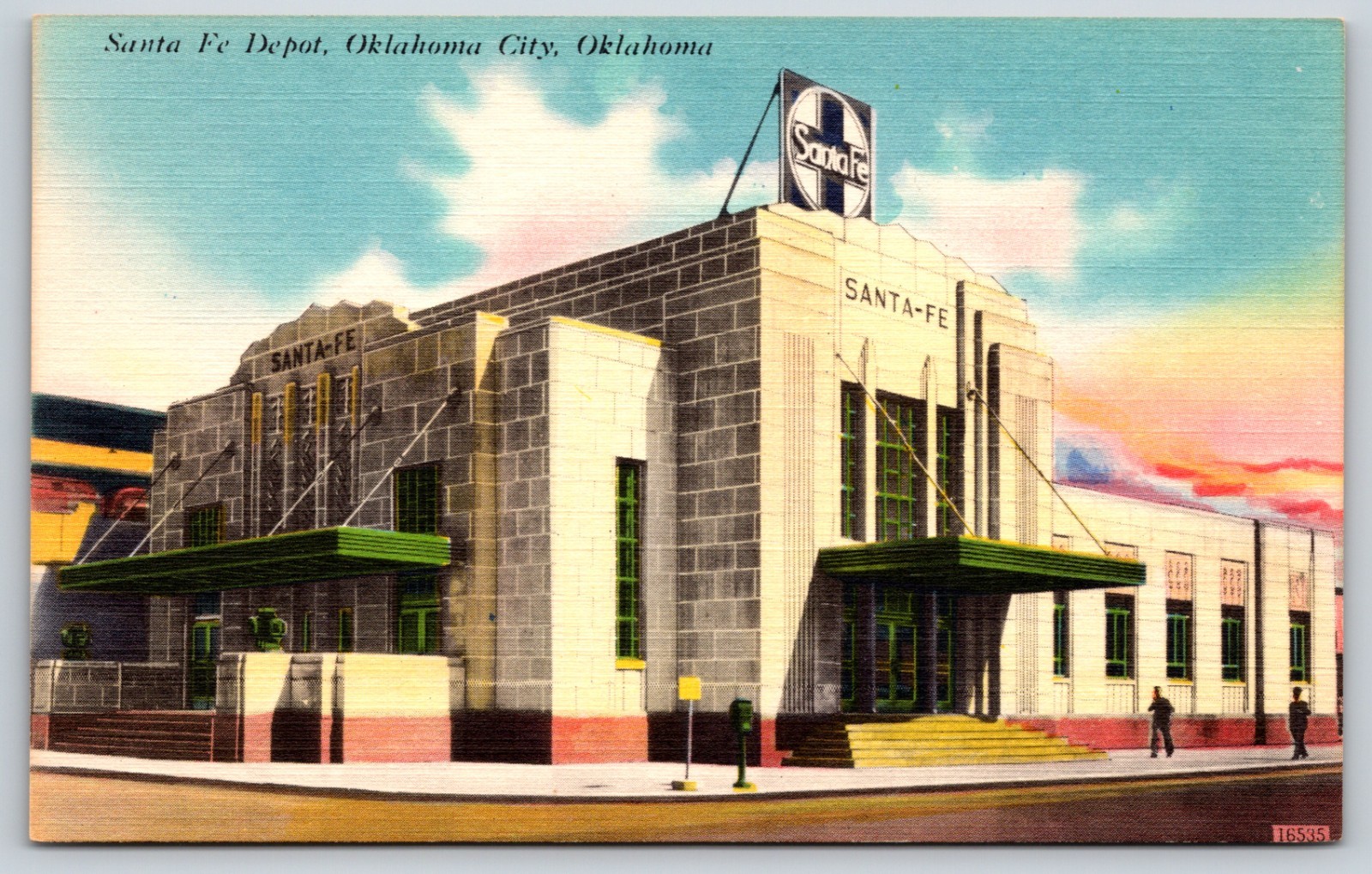 Postcard Santa Fe Depot, Oklahoma City, Oklahoma W12