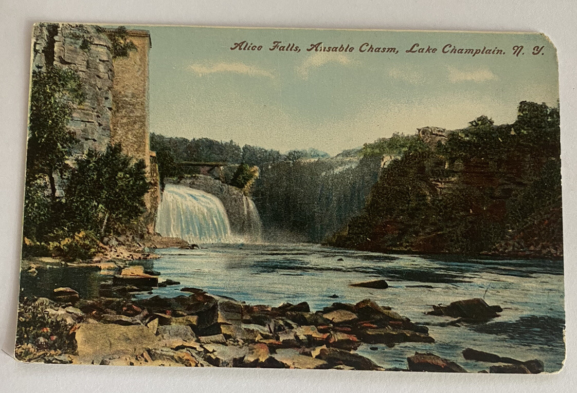 Alice Falls, Ausable Chasm. Lake Champlain, NY Vintage 1909 Postcard