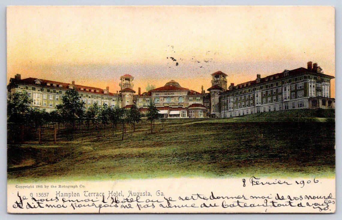 Antique Georgia Postcard NORTH AUGUSTA Hampton Terrace Hotel 1906