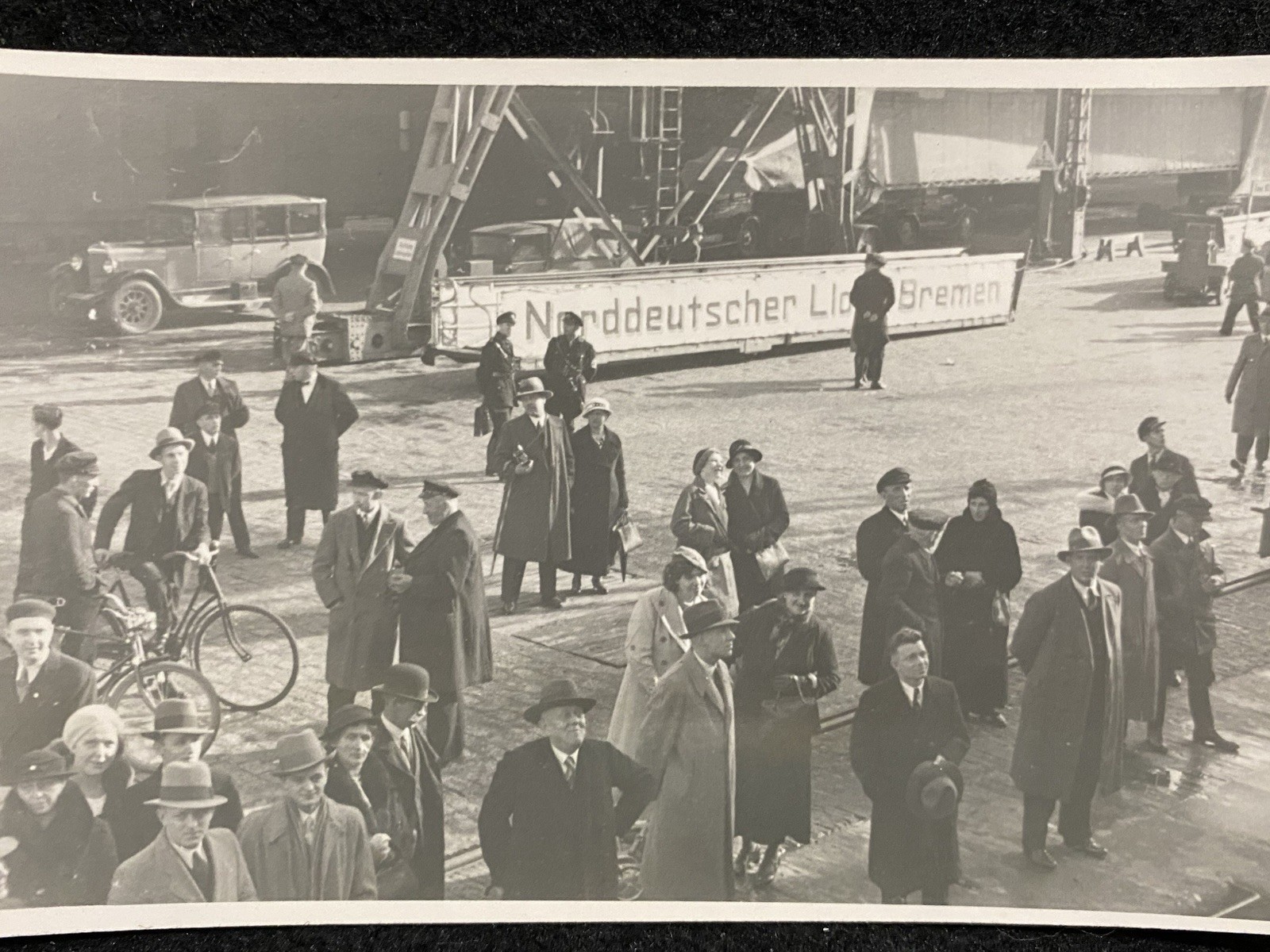 Bremen Germany RPPC Men And Women At Ship Dock Antique Real Photo Postcard