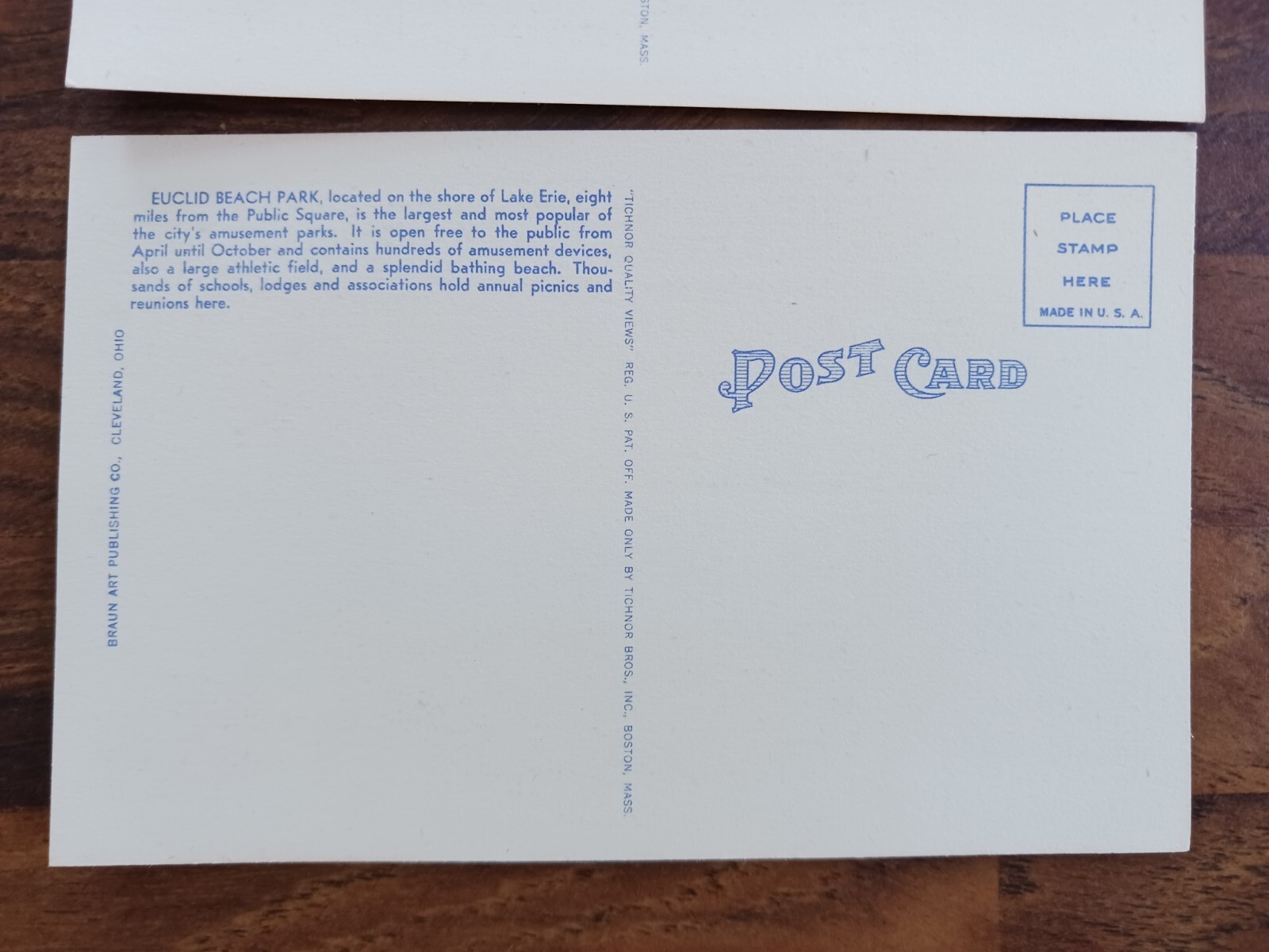 Linen Post Card Euclid Beach Park Carrousel, Cleveland, OH, Unposted, Horizontal