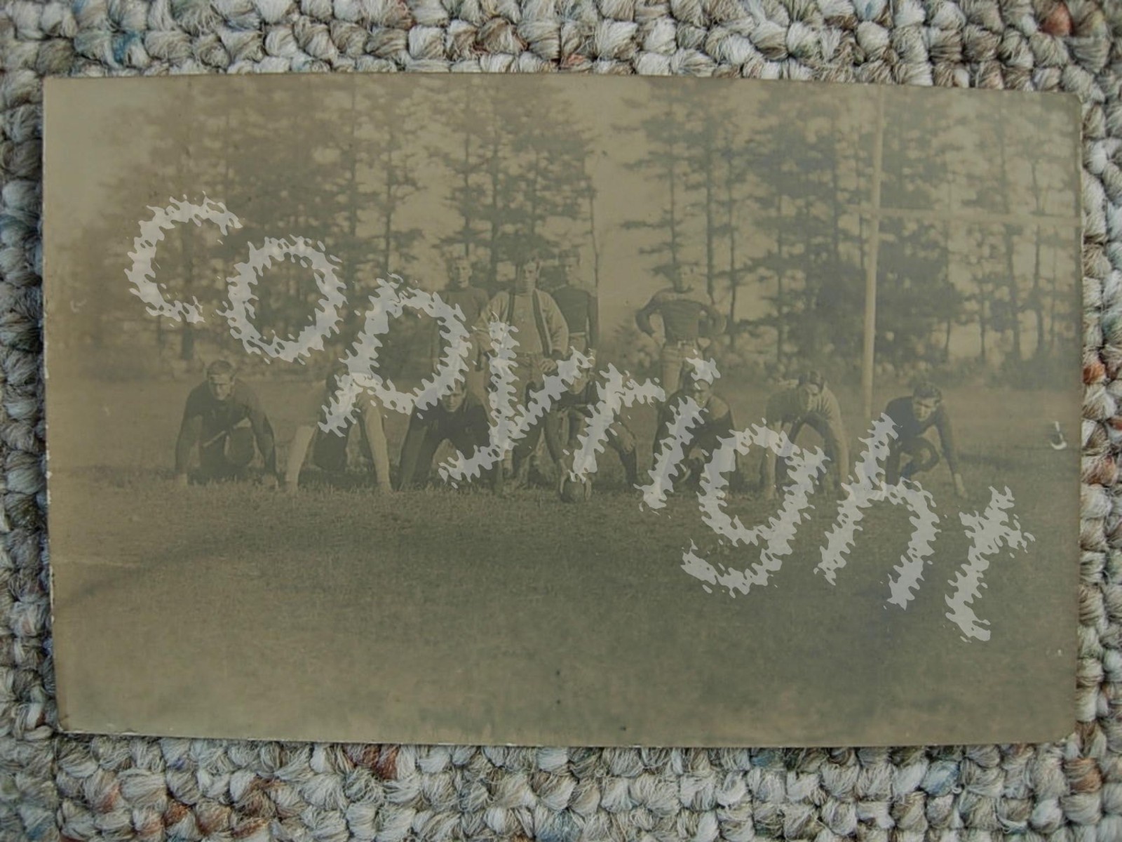 RPPC-NEW LONDON NH-FOOTBALL TEAM-SPORTS SQUAD-NEW HAMPSHIRE-REAL PHOTO-MERRIMACK