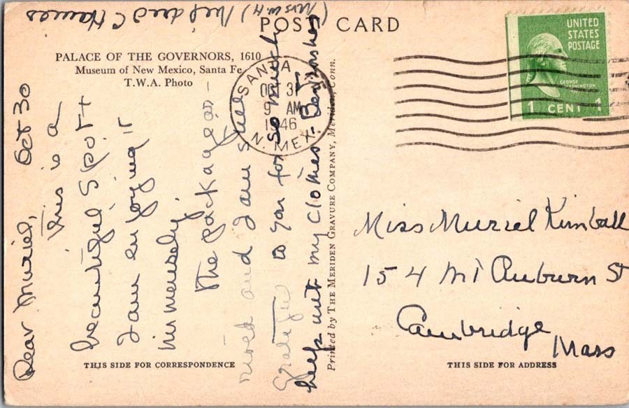 Santa Fe NM postcard PALACE OF THE GOVERNORS MUSEUM OF NEW MEXICO j/13 AW2502