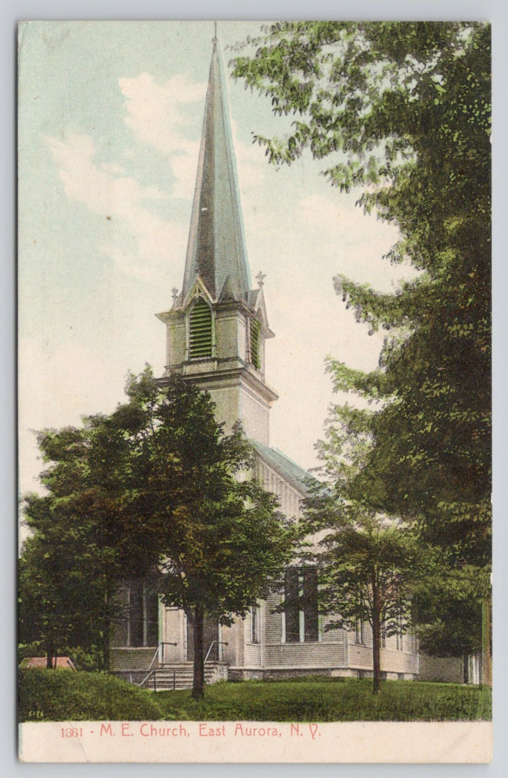 1913 ME Church Exterior View East Aurora NY Postcard
