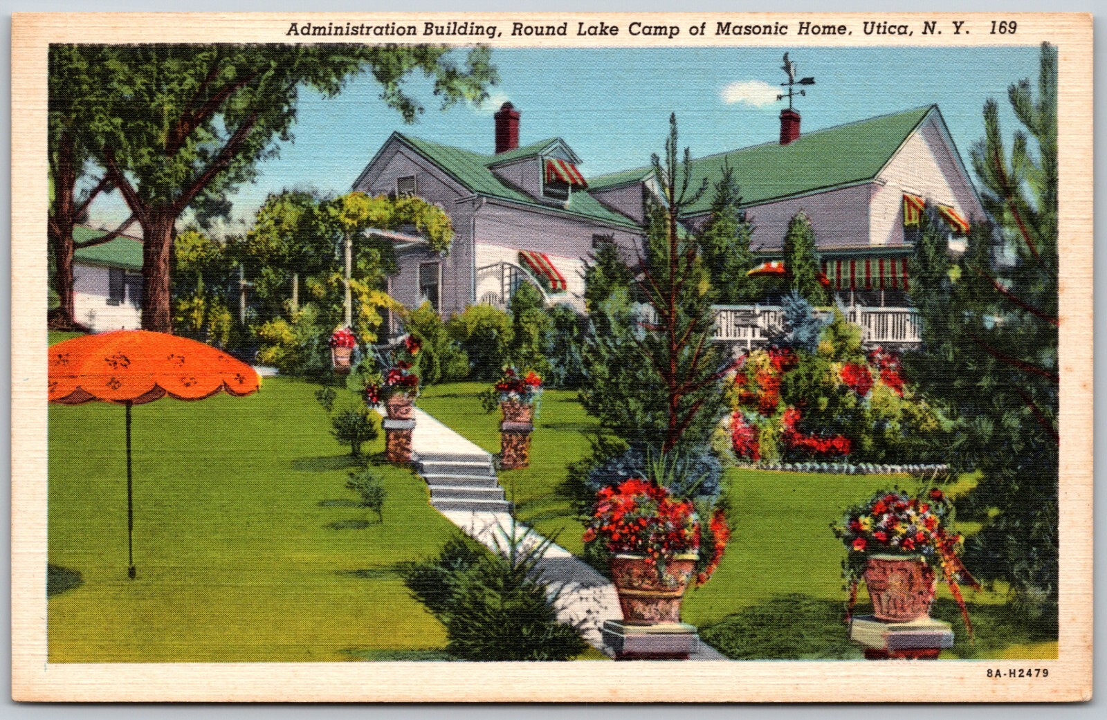 Administration Building Round Lake Camp of Masonic Home Vintage Postcard 1994