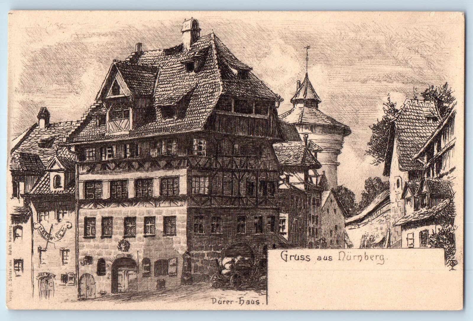 Bavaria Germany Postcard Durer-Haus Greetings from Nuremberg c1910 Antique