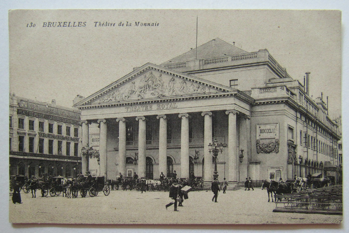 Belgium Brussels Theatre de la Monnaie Café Trois Suisses Postcard Bruxelles