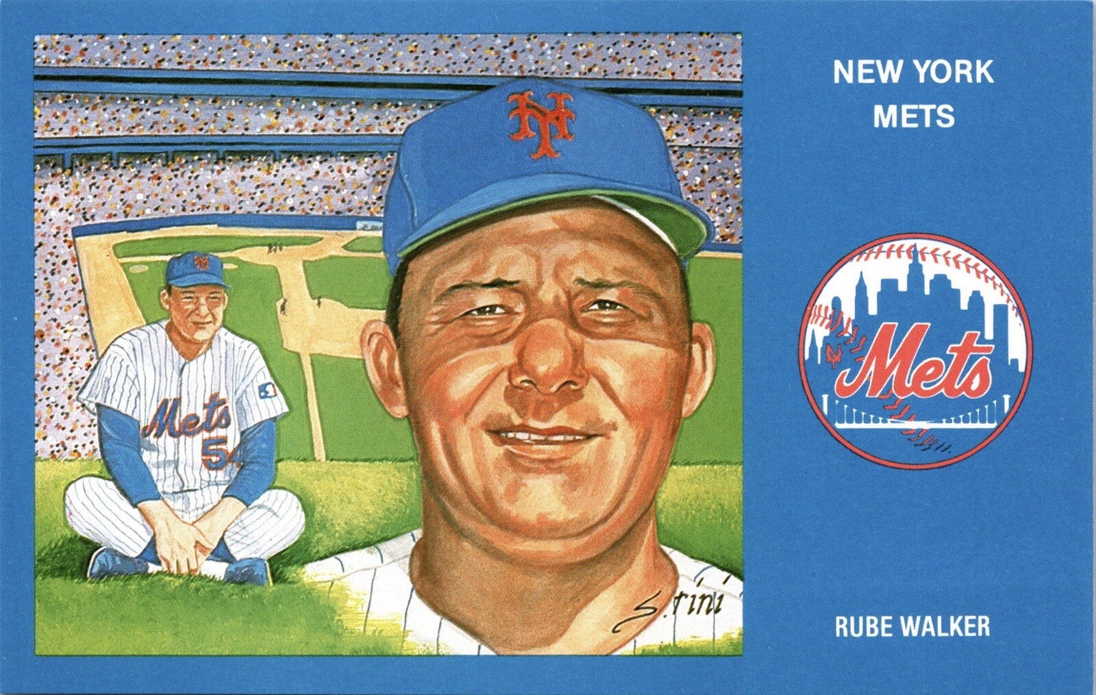 Postcard 1969 New York Mets Pitchin Coach Rube Walker MLB 5000 Limited Issue New