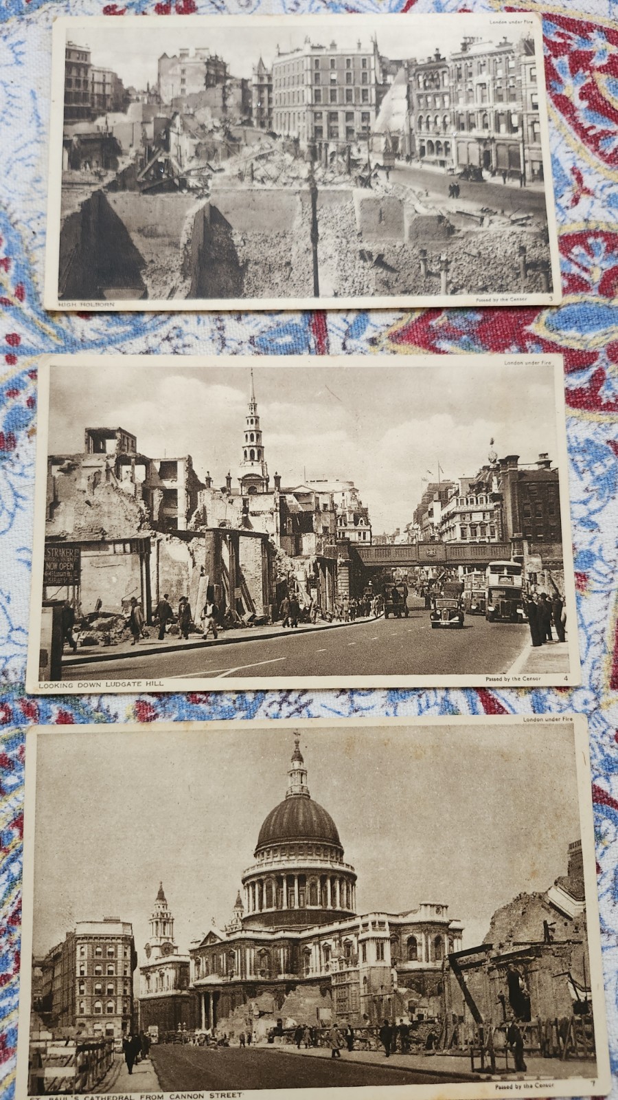 London Under Fire Postcard Set 1 VINTAGE WWII Bombed Sites In London
