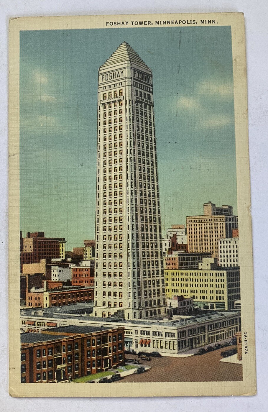 Vintage Linen Postcard c1937 ~ Foshay Tower View ~ Minneapolis Minnesota MN