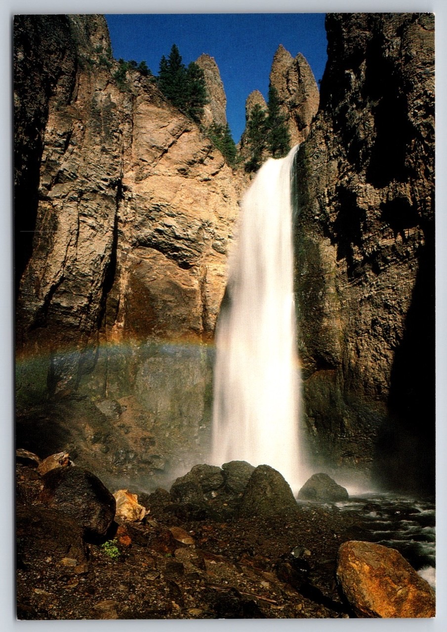 Postcard Waterfall Nature Body Water Natural Landscape Rock Tower Falls