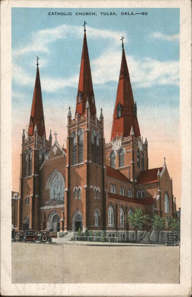 Tulsa, Oklahoma OK Catholic Church Kropp 1930 CLAREMORE Antique Vintage Postcard