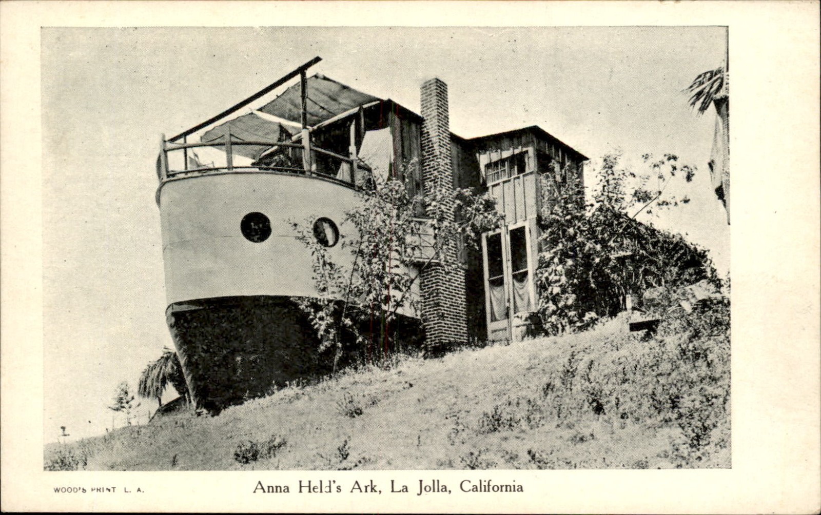 La Jolla CA Anna Held’s Ark Wood’s Print L.A. c1900s-10s Vintage Postcard bhn