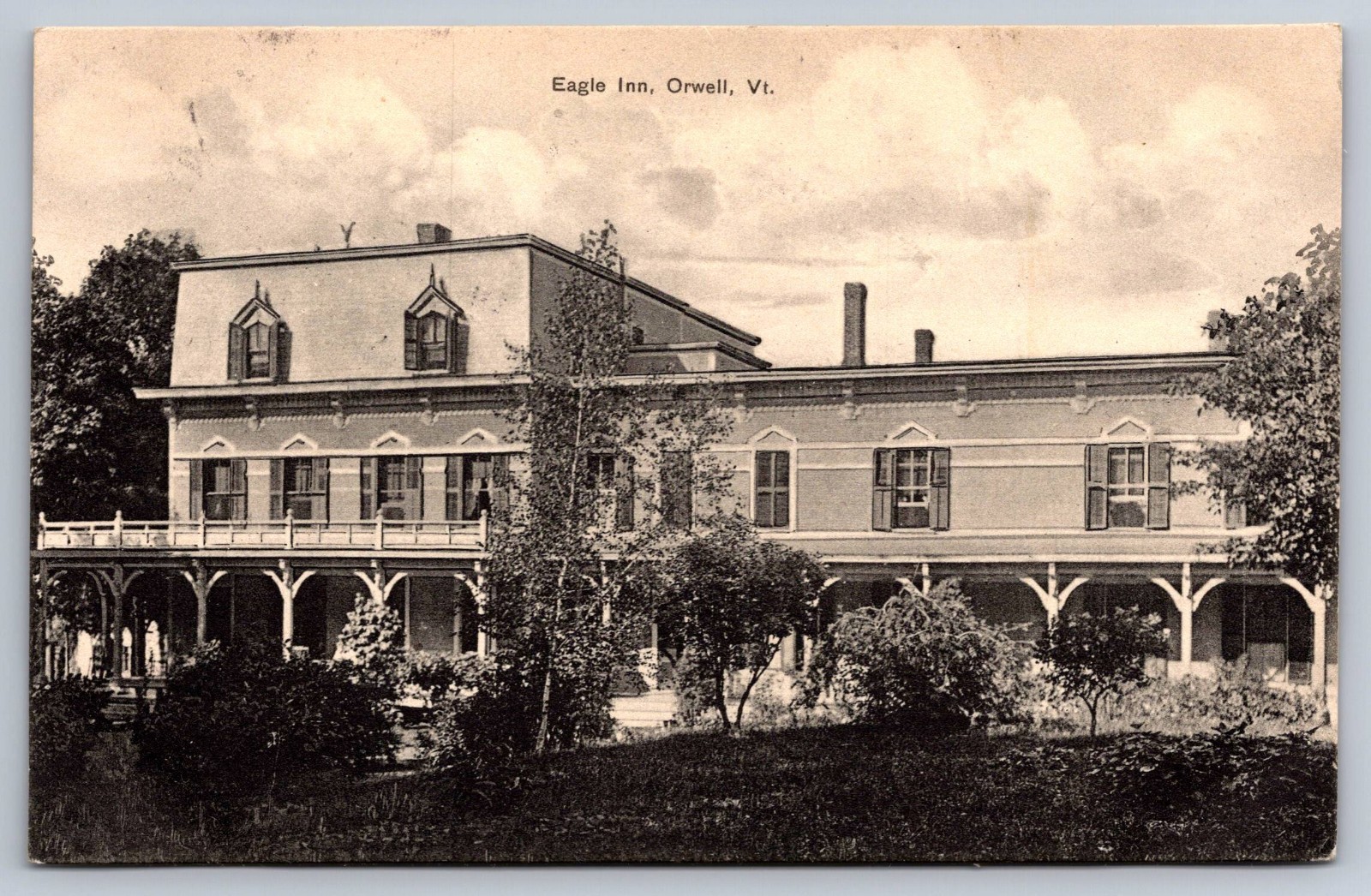RPPC Orwell VT Vermont Eagle Inn Antique Real Photo Postcard c.1913