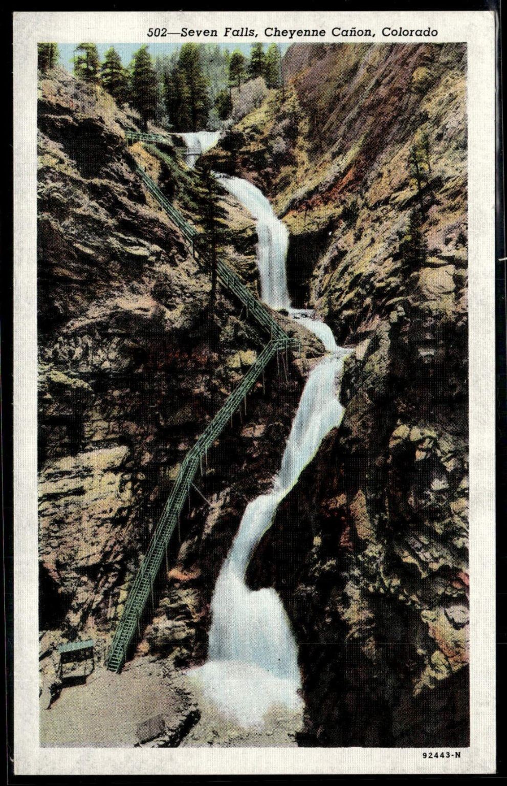Seven Falls Cheyenne Cañon Colorado Vintage Postcard Sanborn Souvenir Co.