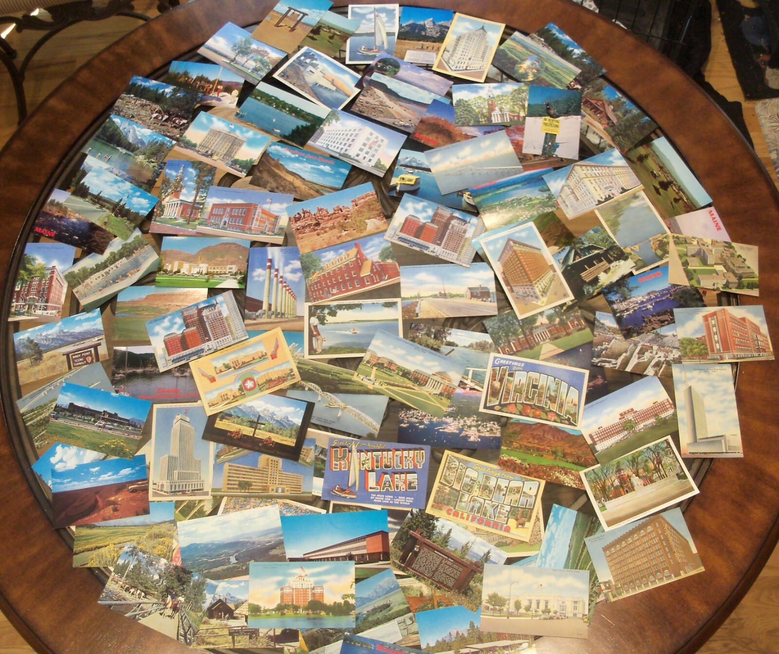 100+ US POSTCARD LOT UNPOSTED ROADSIDE AMERICANA LINEN/CHROME 50/50 USA UNUSED v