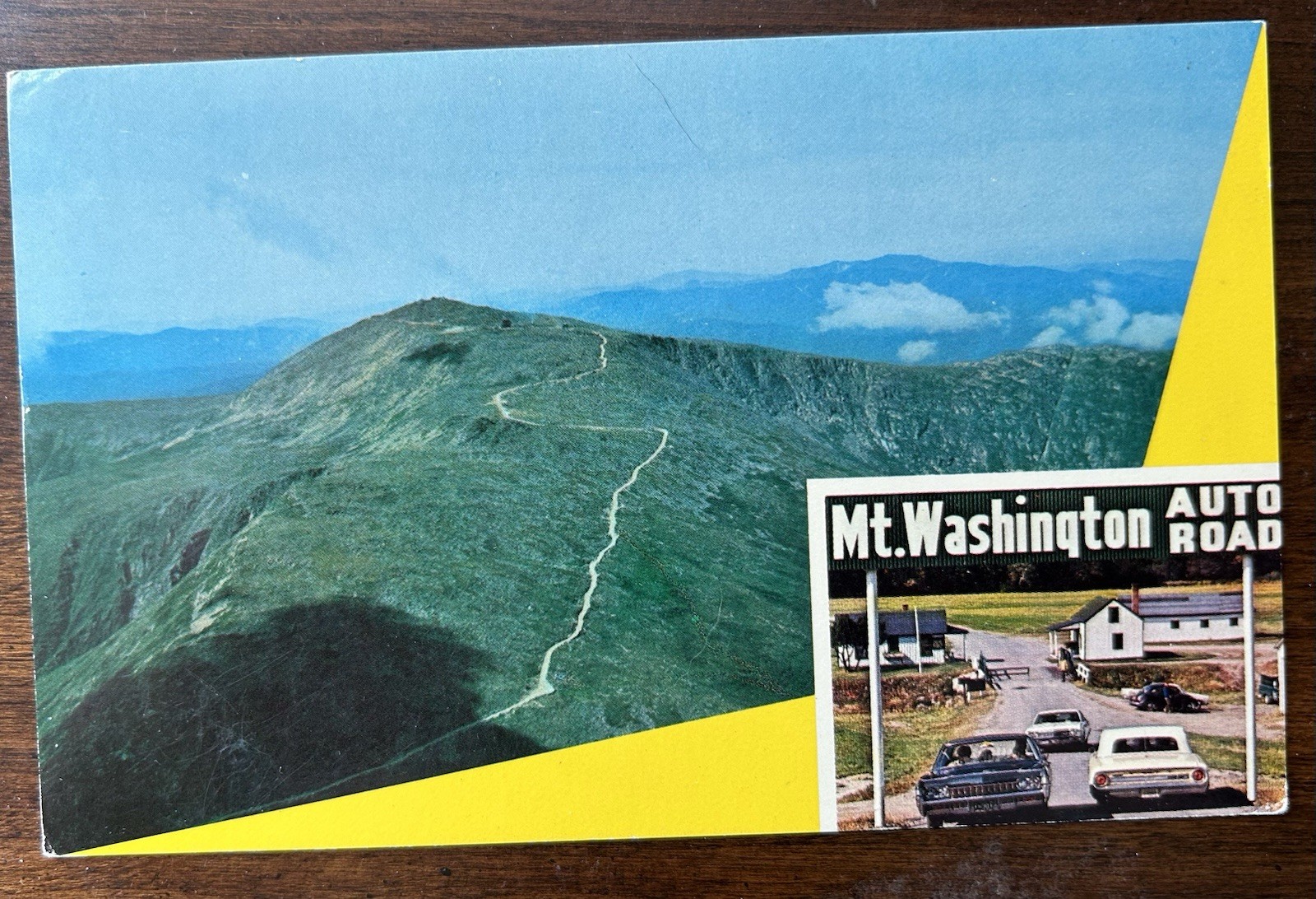 JACKSON NH~Aerial View of Mount Mt Washington Auto Road~1960’s Postcard