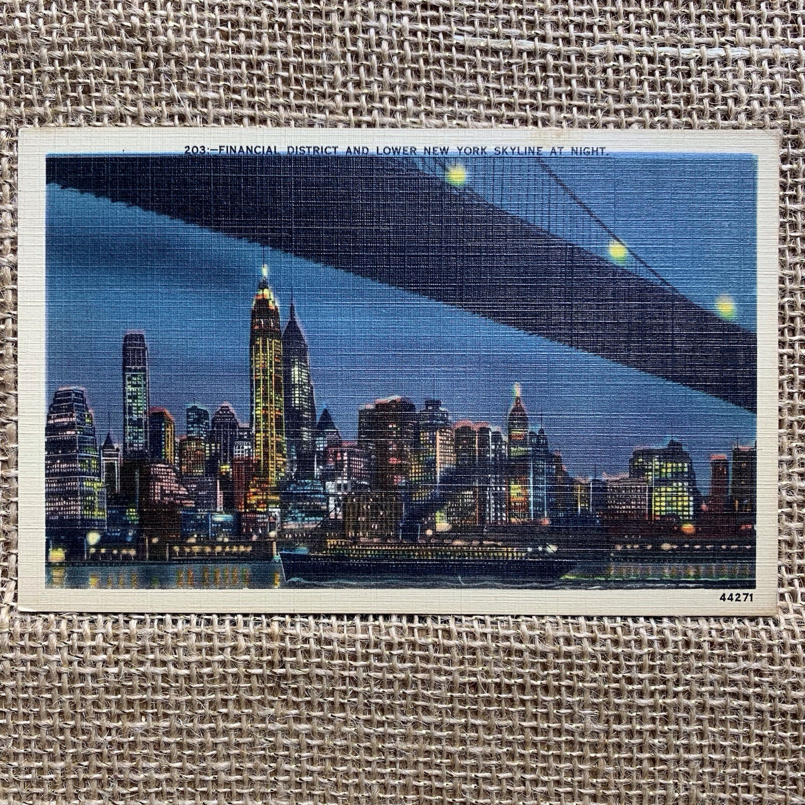 Financial District Lower New York City NY Skyline Night View Unposted Postcard