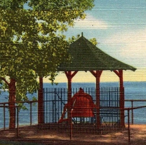 Lakeside OH The Bell And End Boat Pier 1950 Scenic View Linen Postcard