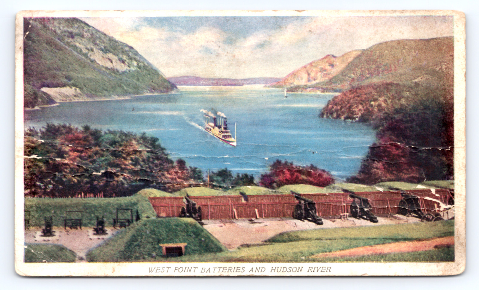 c1920 West Point Batteries & Hudson Postcard West Point NY Prudential Insurance