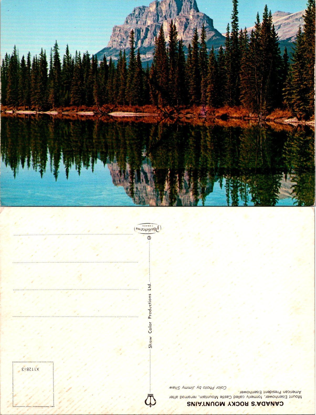 Canada Rocky Mountains Eisenhower Postcard Color Photo Jimmy Shaw Unposted