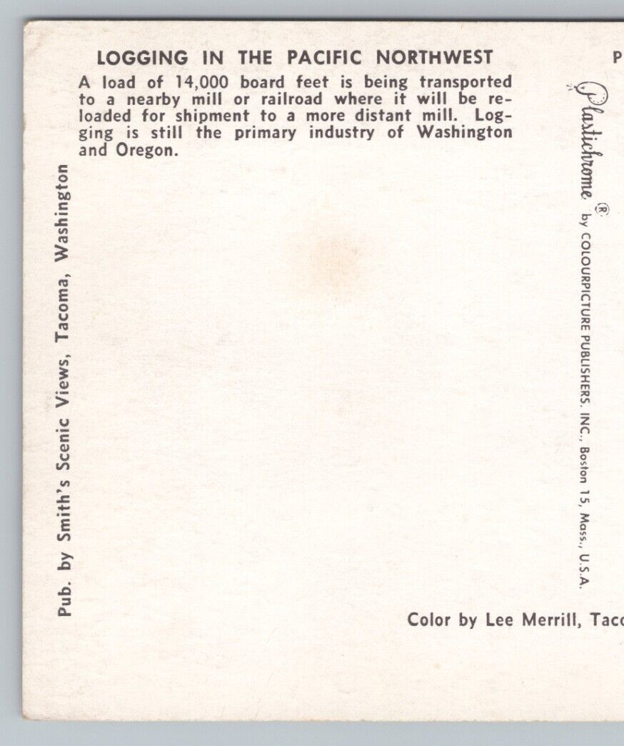 Postcard Washington and Oregon Logging in the Pacific Northwest