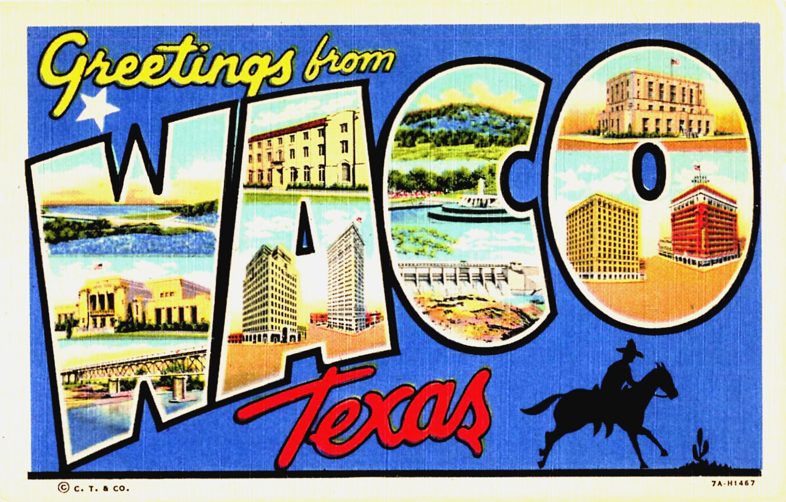 Vintage LARGE LETTER Postcard, Greetings from WACO, Texas